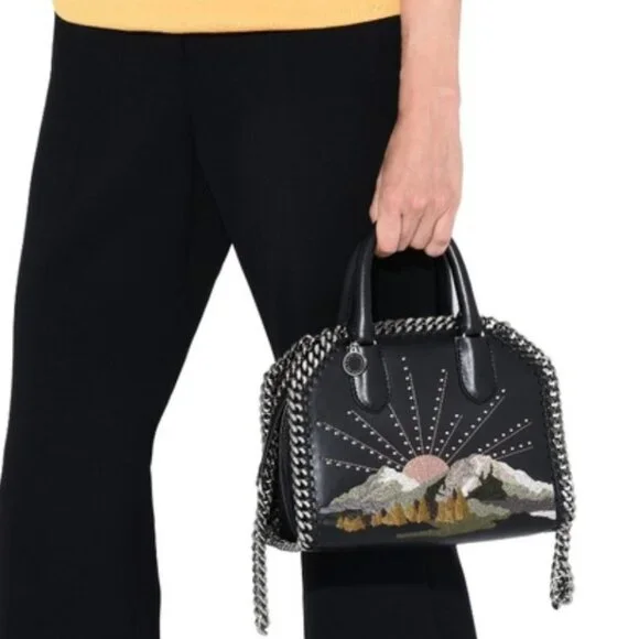 Stella McCartney Falabella Nashville Box Mini Bag Black Mountain View - Picture 3 of 16